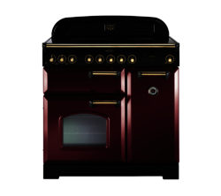 RANGEMASTER  Classic Deluxe 90 Electric Induction Range Cooker - Cranberry & Brass